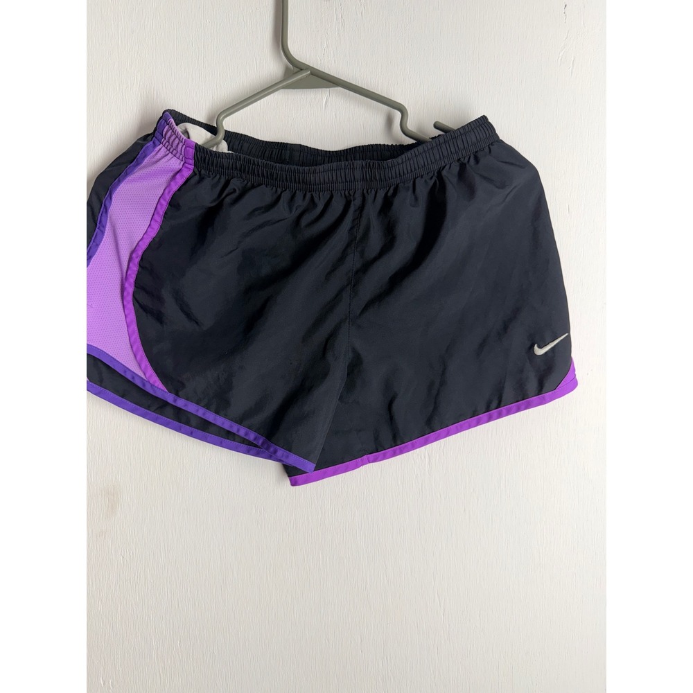 Nike Dri-FIT Women Running Shorts Black Purple Mesh Athletic Gym Large L